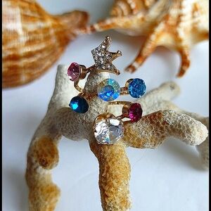 Multi Color Crystal Wrap Ring with Crown